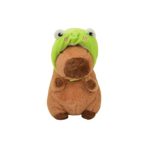 Λούτρινο παιχνίδι capybara με πράσινο καπέλο βάτραχο